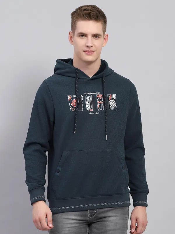 Men Green Printed Hooded Full Sleeve Sweatshirt sold by Monte Carlo