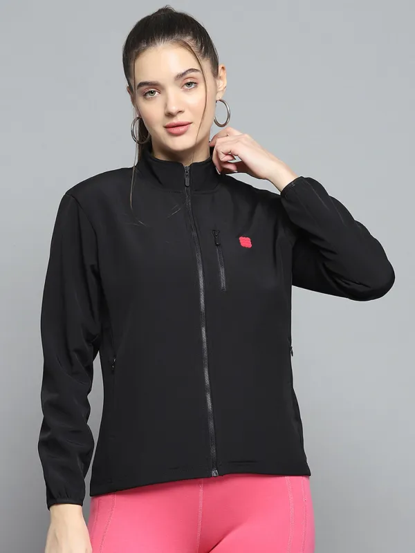 Rock.it Women Black Solid Mock Neck Full Sleeve Sweatshirt sold by Monte Carlo