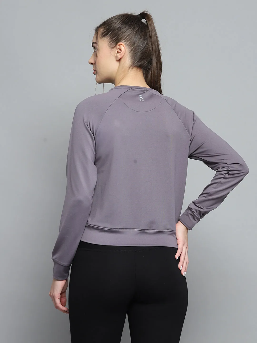 Rock.it Women Grey Solid Round Neck Full Sleeve Sweatshirt sold by Monte Carlo product image thumbnail 5
