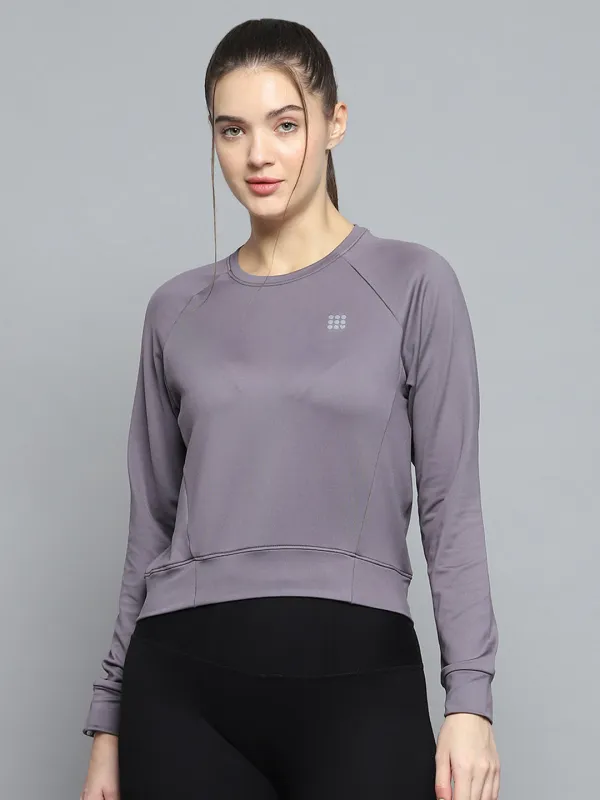 Rock.it Women Grey Solid Round Neck Full Sleeve Sweatshirt sold by Monte Carlo