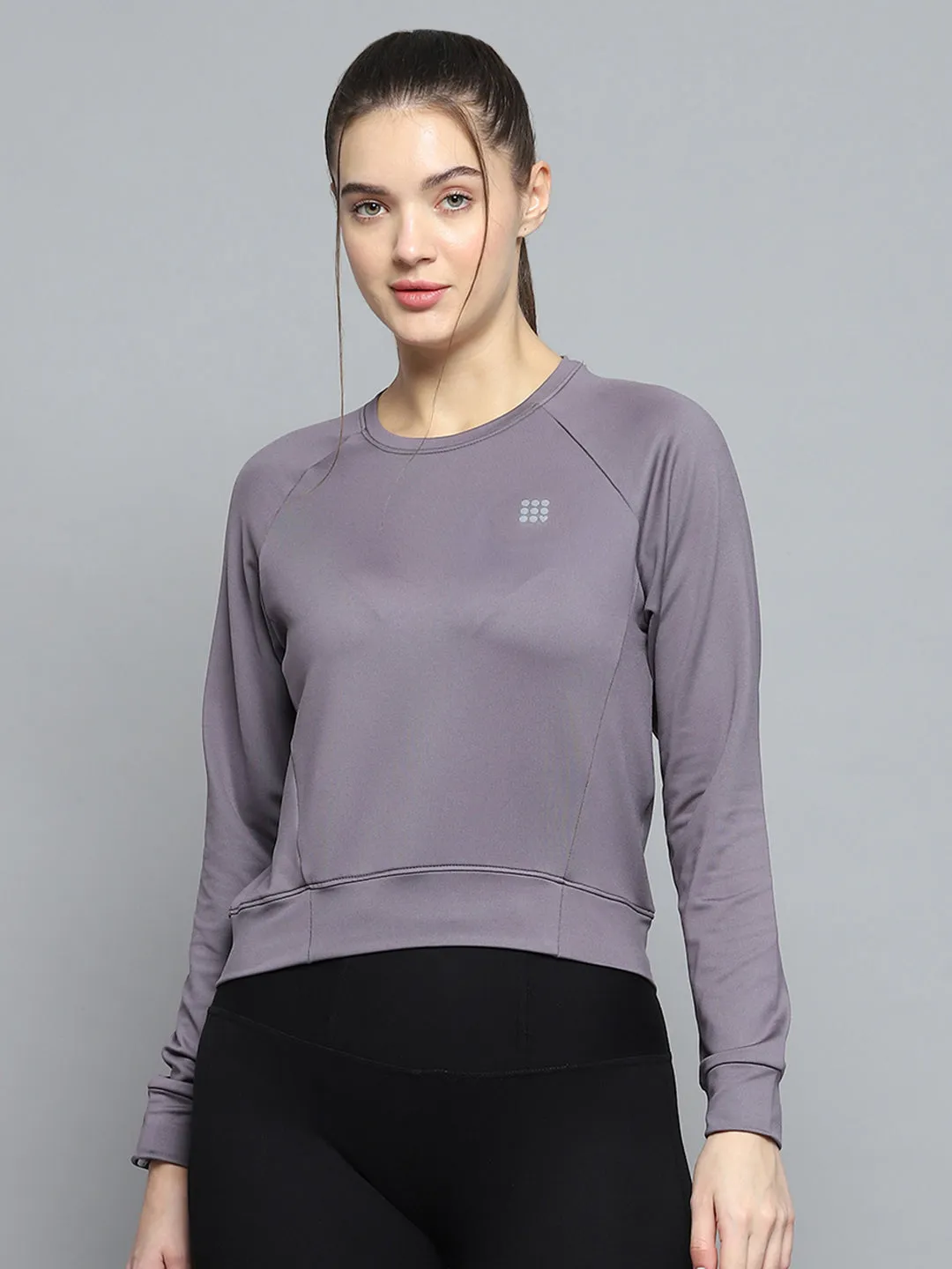 Rock.it Women Grey Solid Round Neck Full Sleeve Sweatshirt sold by Monte Carlo