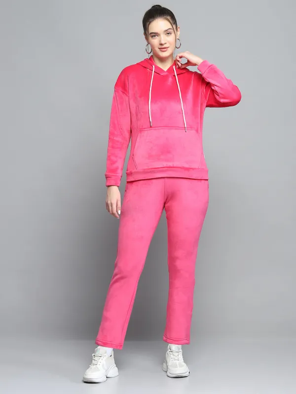 Rock.it Women Pink Solid Hooded Full Sleeve Tracksuit sold by Monte Carlo