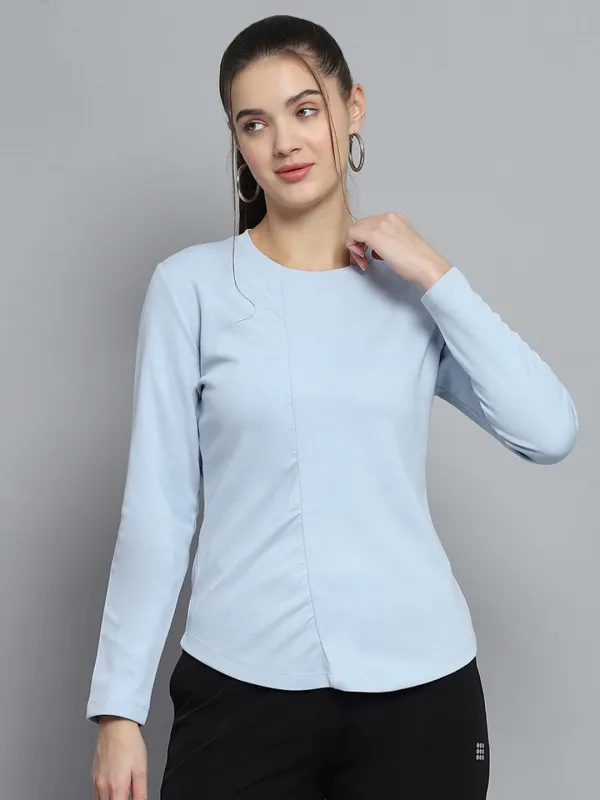 Rock.it Women Blue Solid Round Neck Full Sleeve Winter Tops sold by Monte Carlo