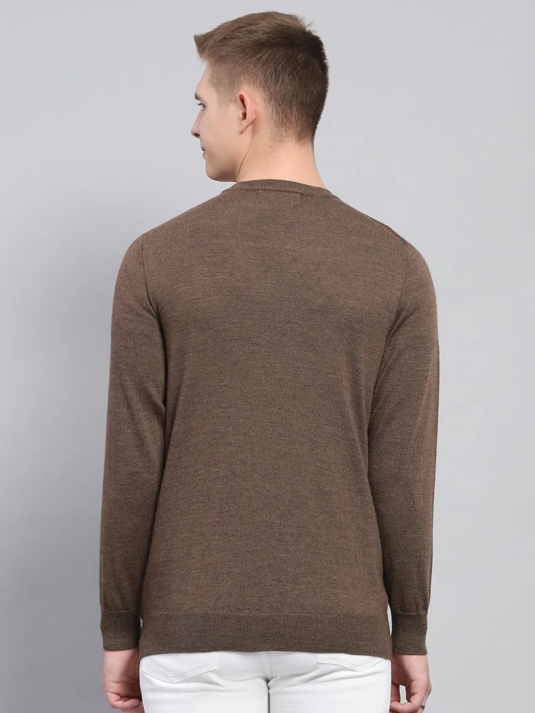 Men Brown Solid V Neck Full Sleeve Pullover sold by Monte Carlo product image thumbnail 5