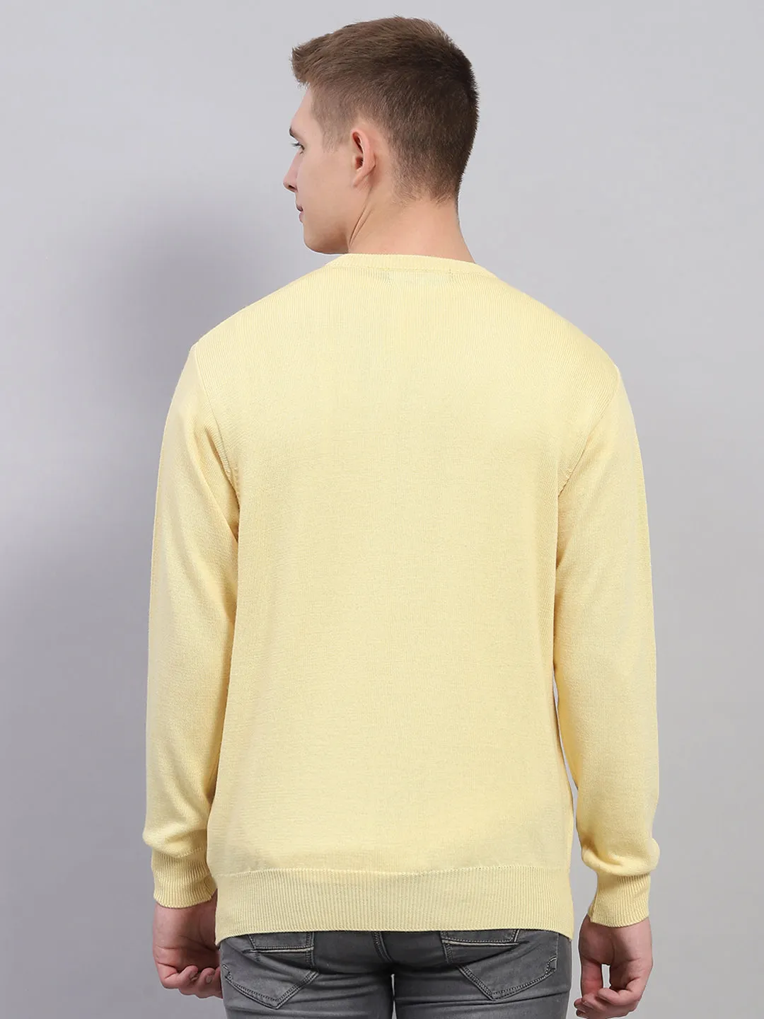 Men Yellow Solid V Neck Full Sleeve Pullover sold by Monte Carlo product image thumbnail 5