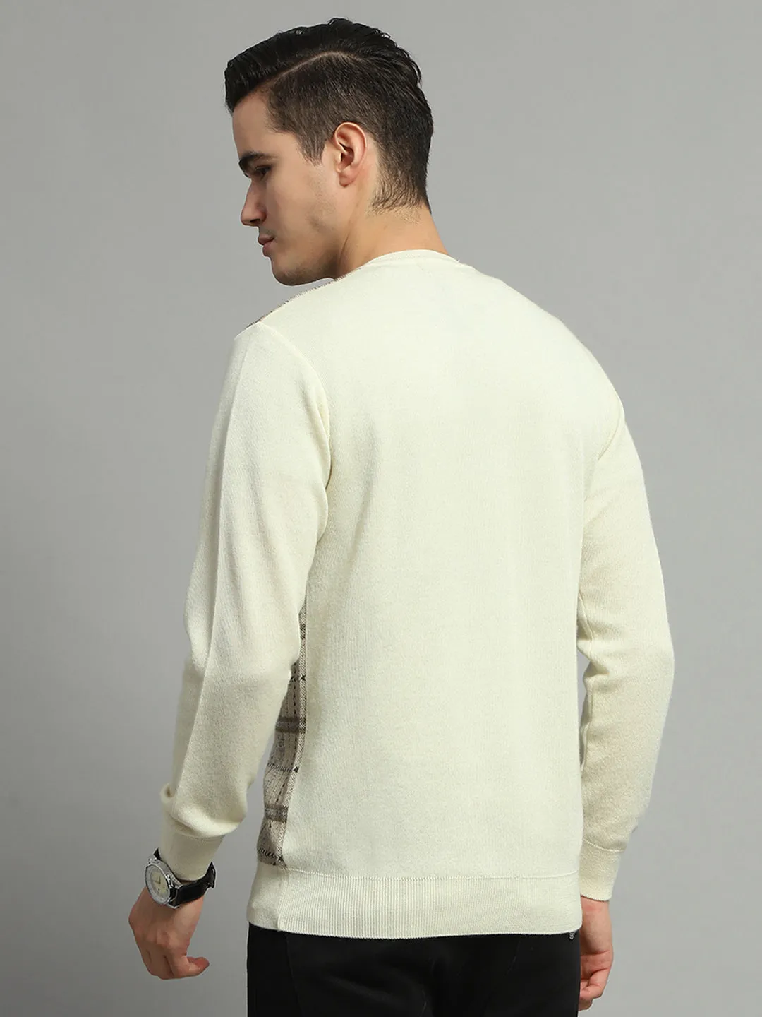 Luxuria Men Cream Check V Neck Full Sleeve Pullover sold by Monte Carlo product image thumbnail 5