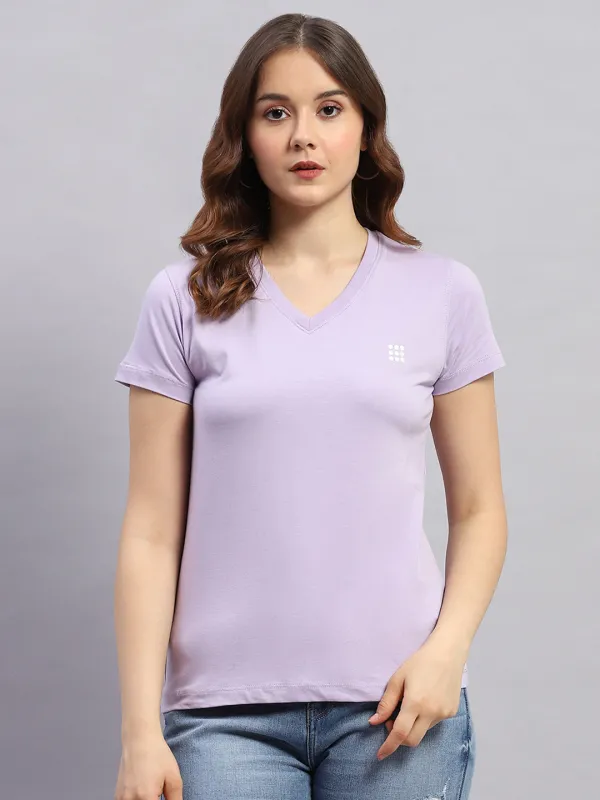 Rock.it Women Purple Solid V Neck Half Sleeve Top sold by Monte Carlo
