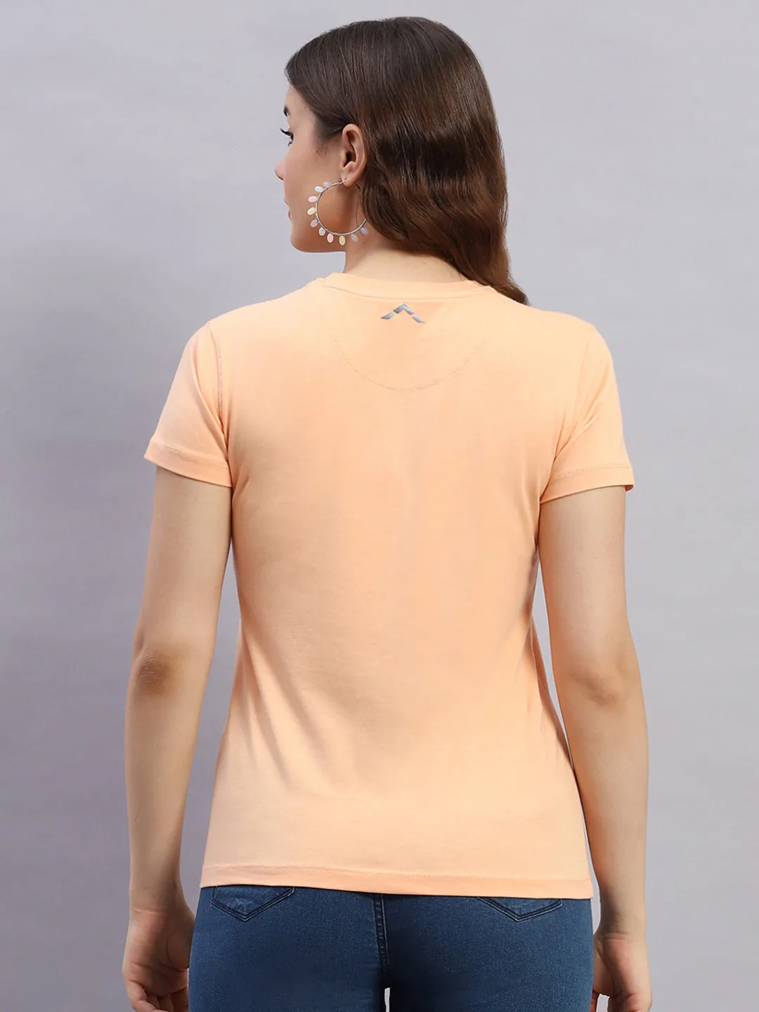 Rock.it Women Peach Solid Round Neck Half Sleeve Top sold by Monte Carlo product image thumbnail 5