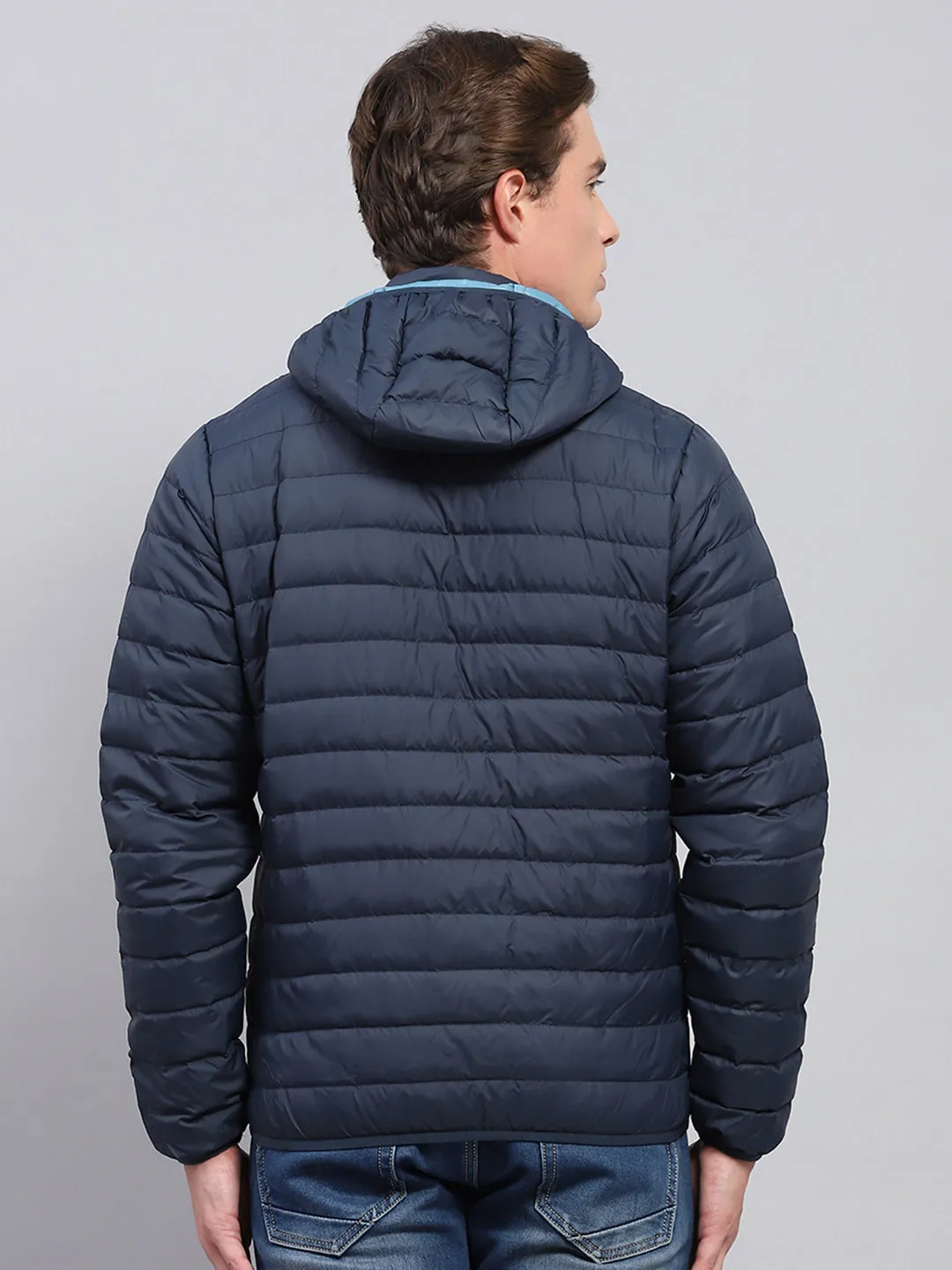 Men Navy Blue Solid Detachable Hood Full Sleeve Jacket sold by Monte Carlo product image thumbnail 5