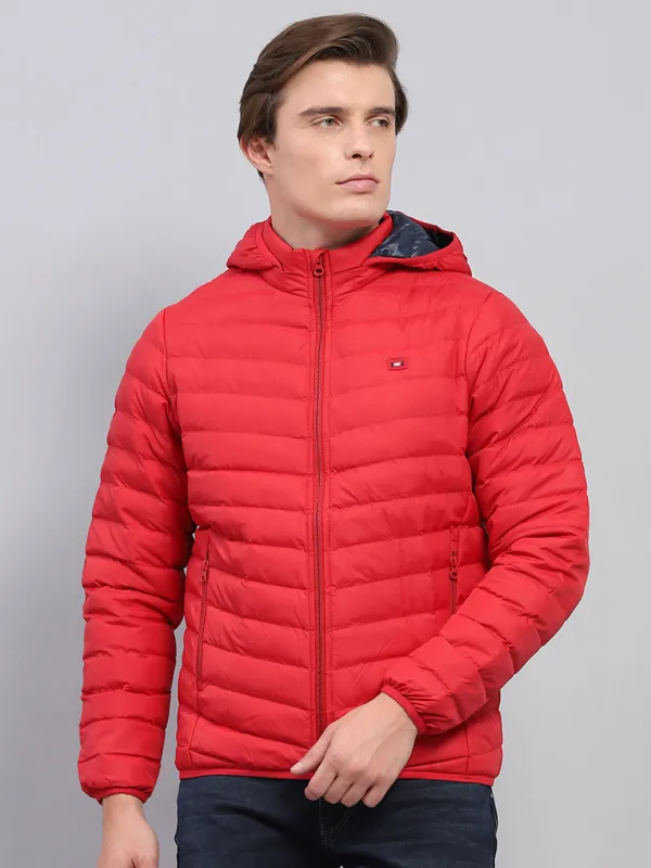 Men Red Solid Detachable Hood Full Sleeve Jacket sold by Monte Carlo