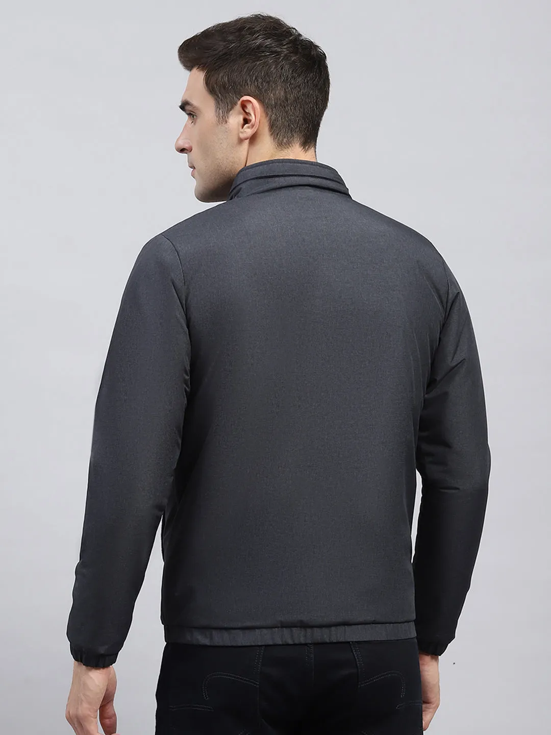 Rock.it Men Charcoal Solid Mock Neck Full Sleeve Jacket sold by Monte Carlo product image thumbnail 5