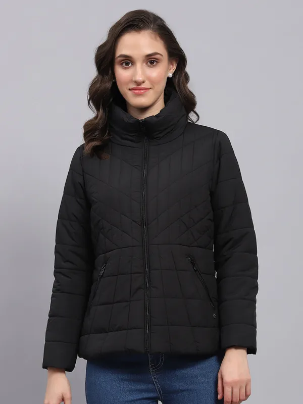 Women Black Solid High Neck Full Sleeve Heating Jacket sold by Monte Carlo