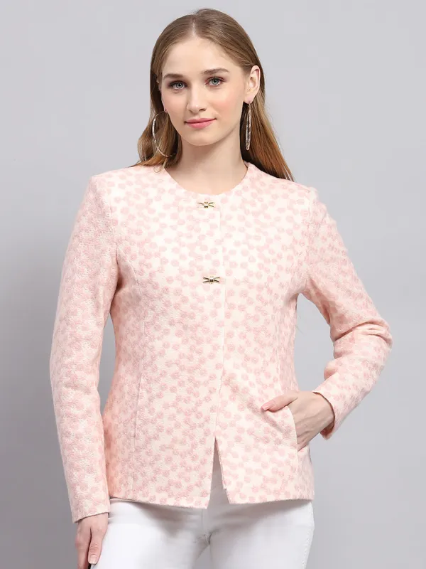 Women Pink Embroidered Round Neck Full Sleeve Coat sold by Monte Carlo