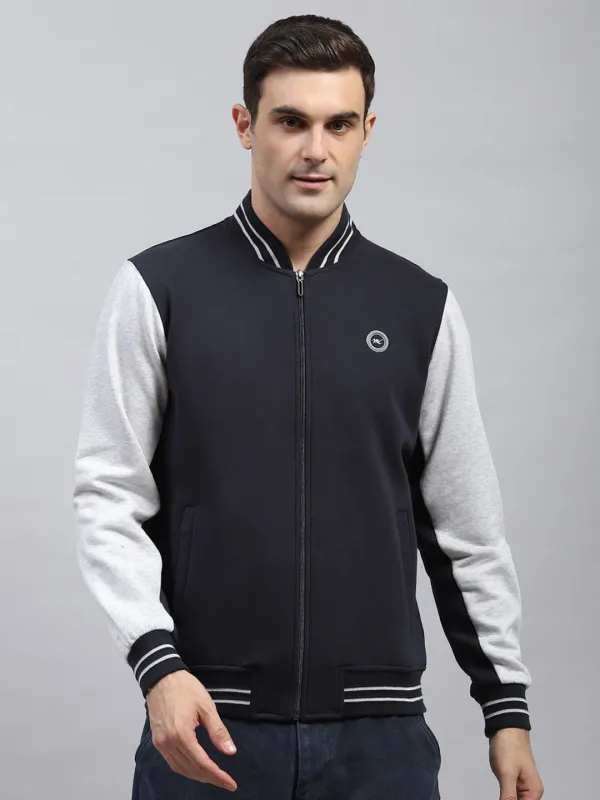 Men Navy Blue Solid Mock Neck Full Sleeve Sweatshirt sold by Monte Carlo