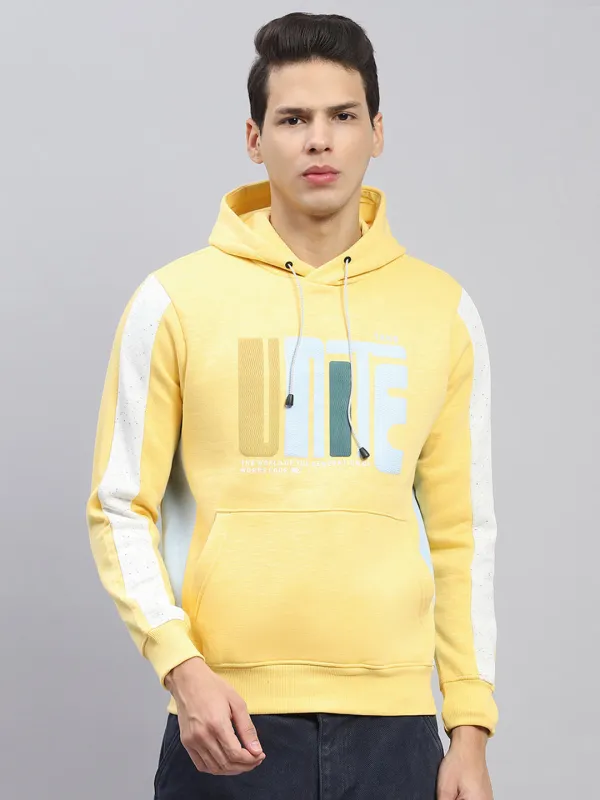 Men Yellow Printed Hooded Full Sleeve Sweatshirt sold by Monte Carlo