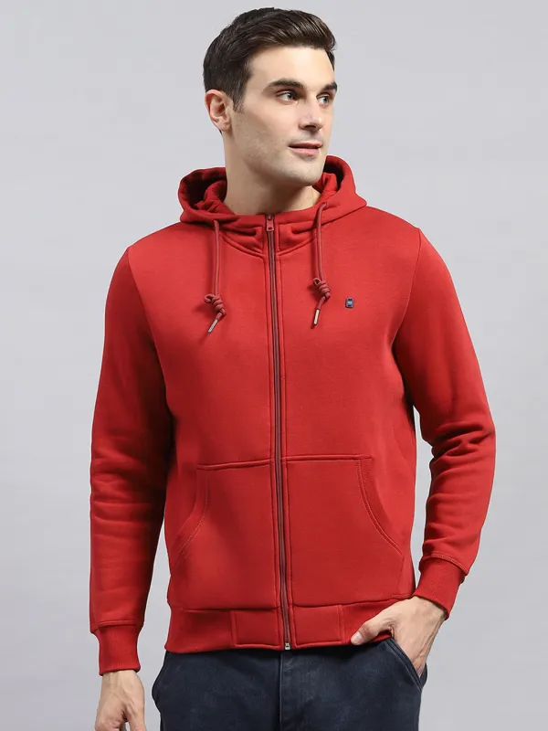 Men Maroon Solid Hooded Full Sleeve Sweatshirt sold by Monte Carlo