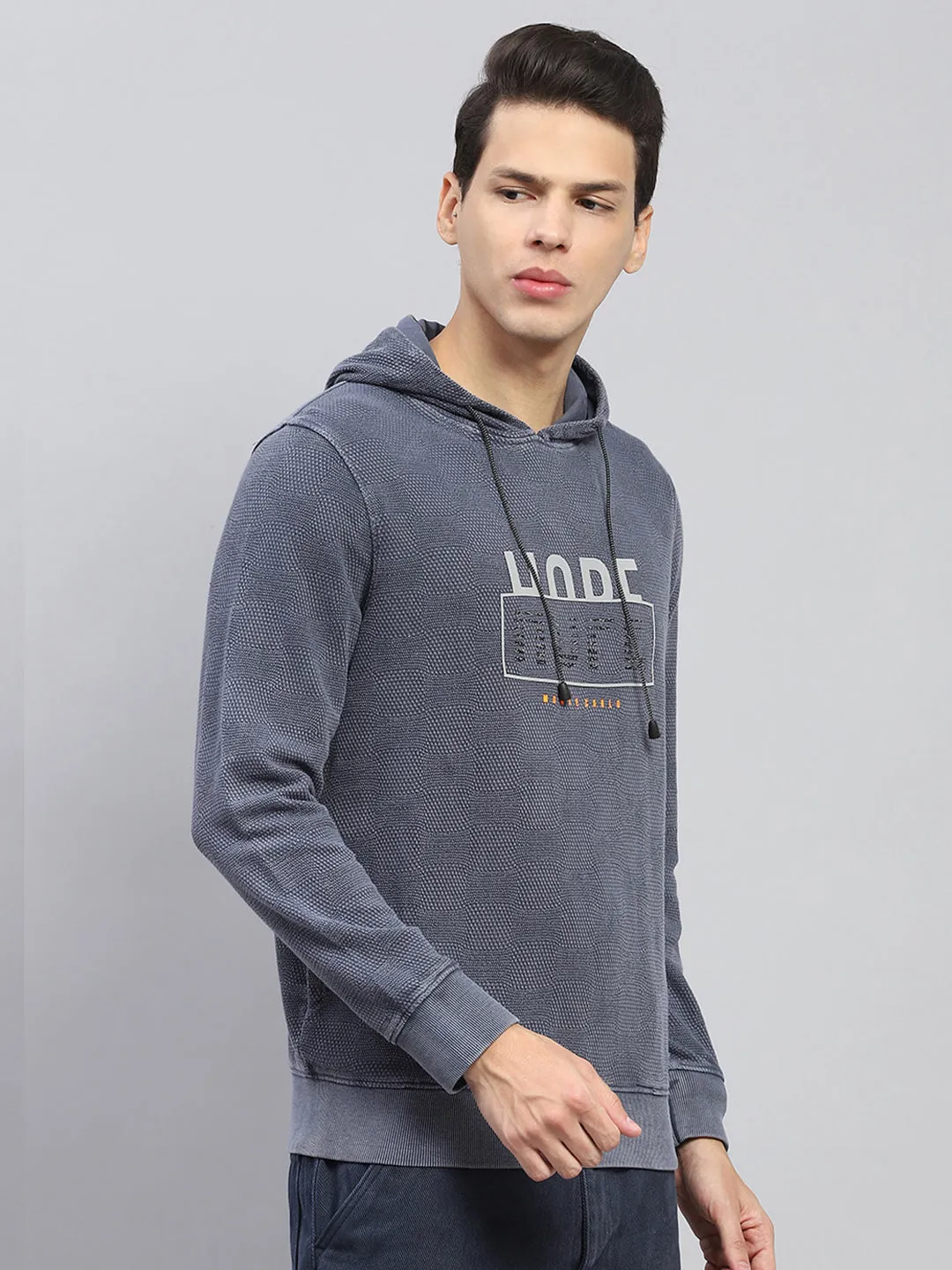 Men Grey Printed Hooded Full Sleeve Winter T-Shirt sold by Monte Carlo product image thumbnail 4