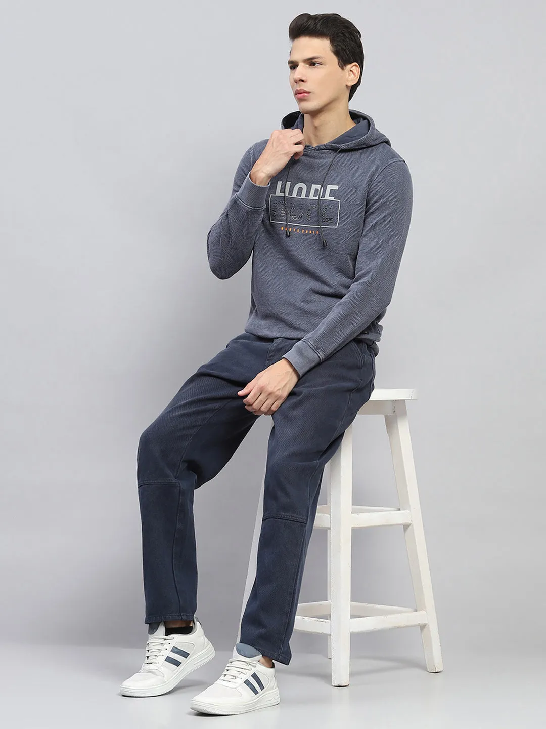 Men Grey Printed Hooded Full Sleeve Winter T-Shirt sold by Monte Carlo product image thumbnail 2