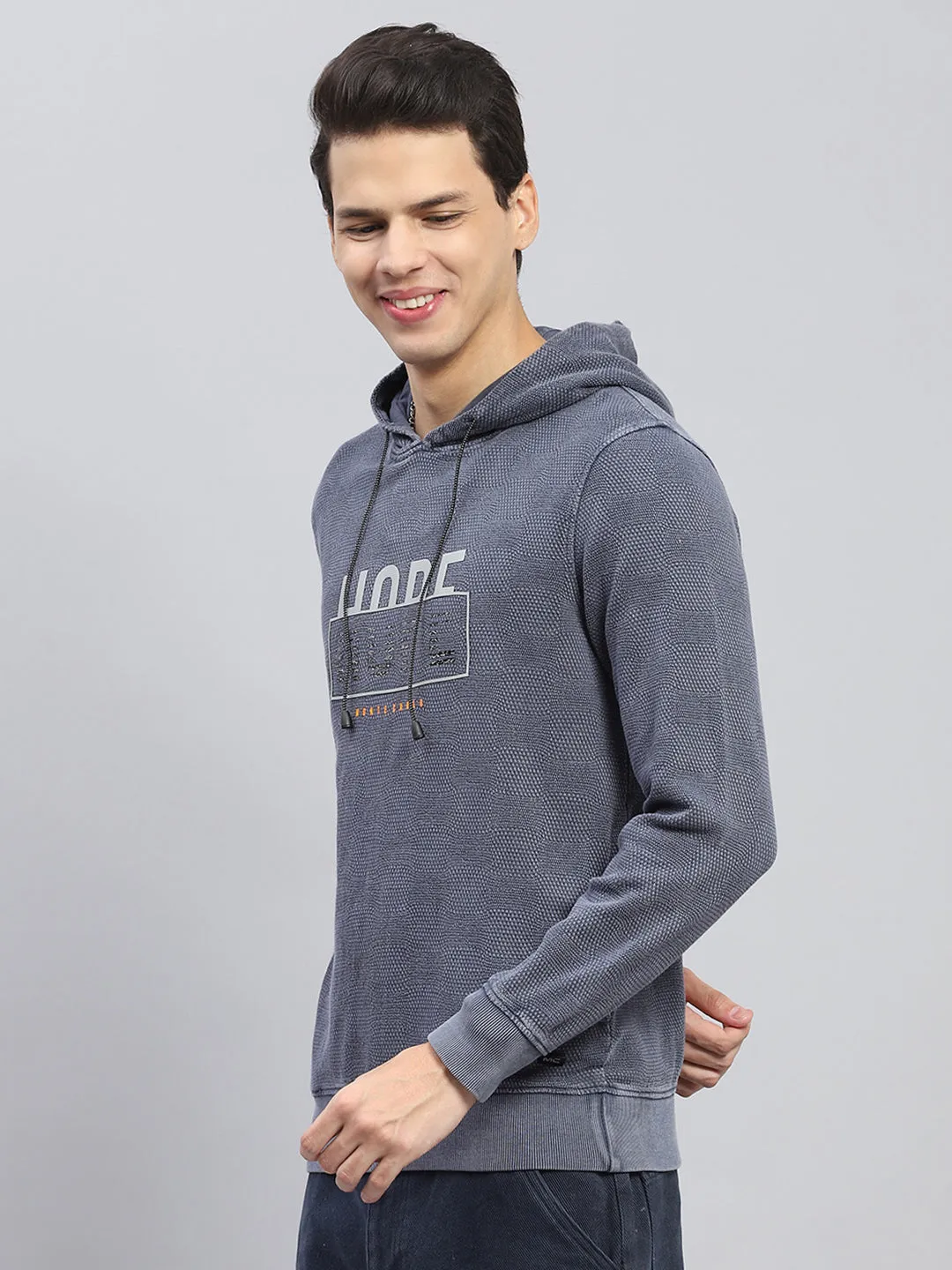 Men Grey Printed Hooded Full Sleeve Winter T-Shirt sold by Monte Carlo product image thumbnail 3