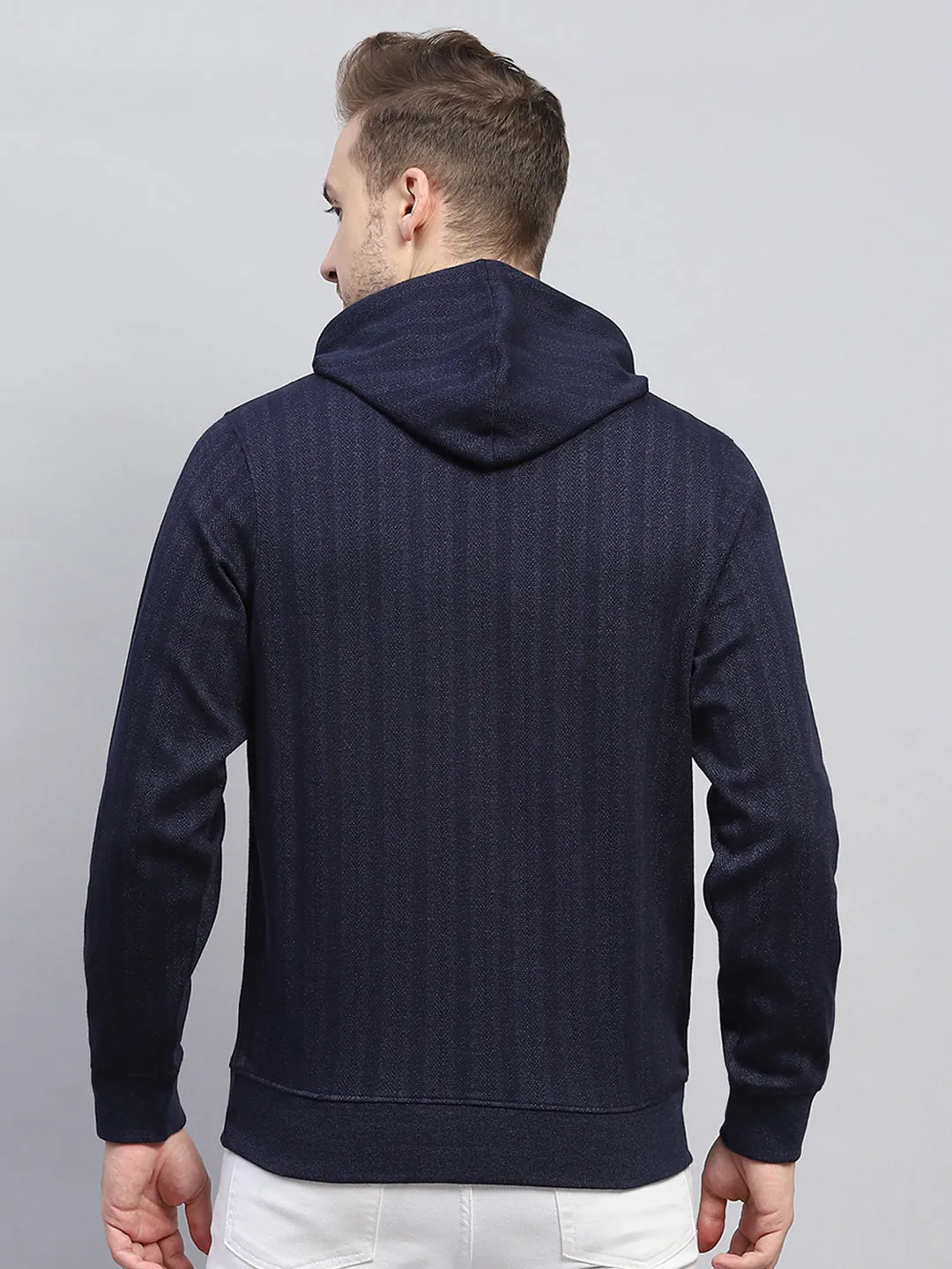 Men Navy Blue Printed Hooded Full Sleeve Winter T-Shirt sold by Monte Carlo product image thumbnail 5