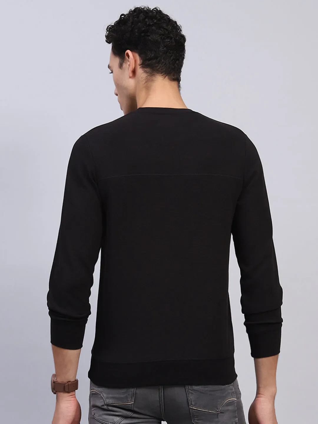 Men Black Printed Round Neck Full Sleeve Winter T-Shirt sold by Monte Carlo product image thumbnail 5