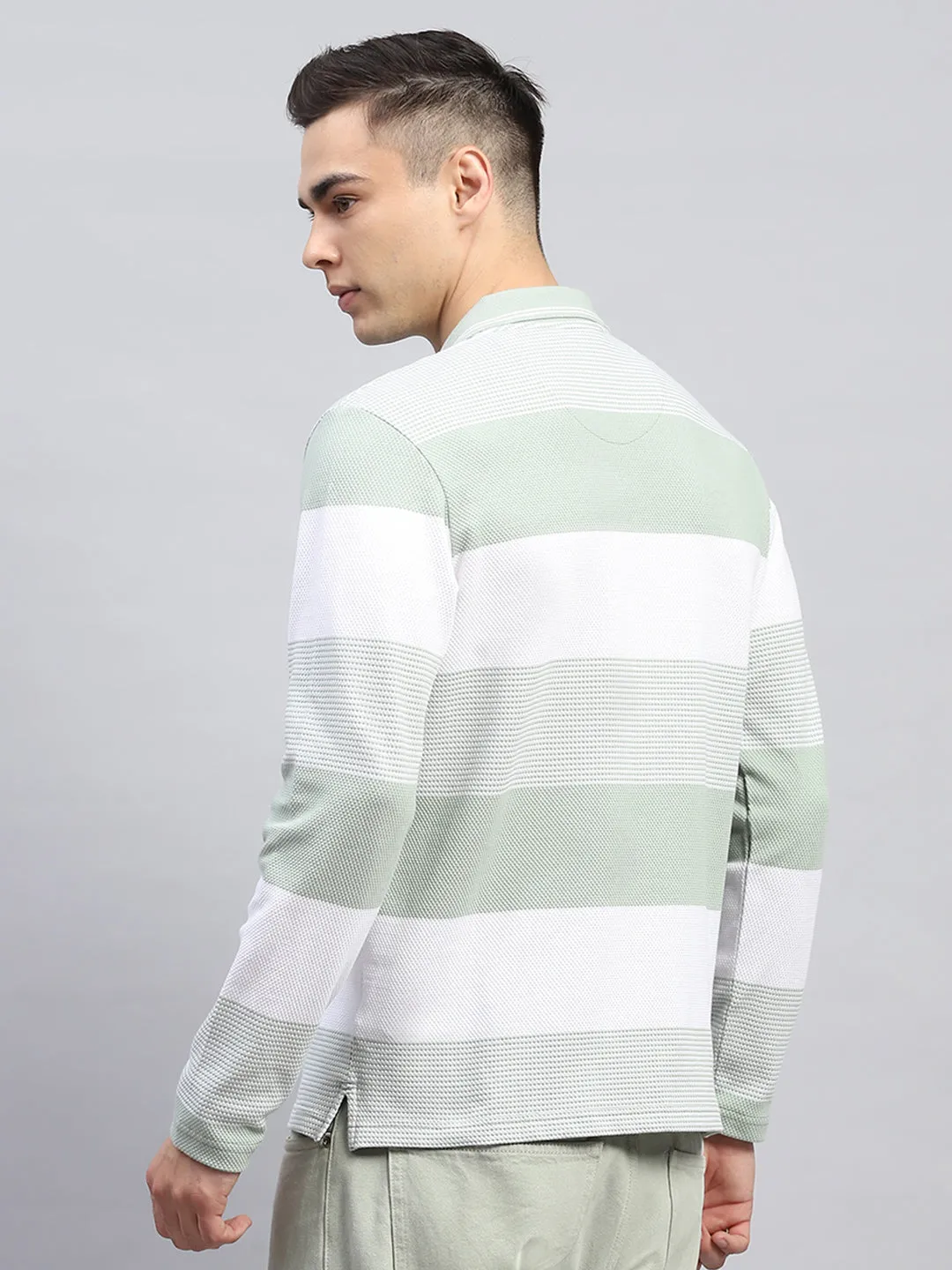 Men Green Stripe Collar Full Sleeve Winter T-Shirt sold by Monte Carlo product image thumbnail 5