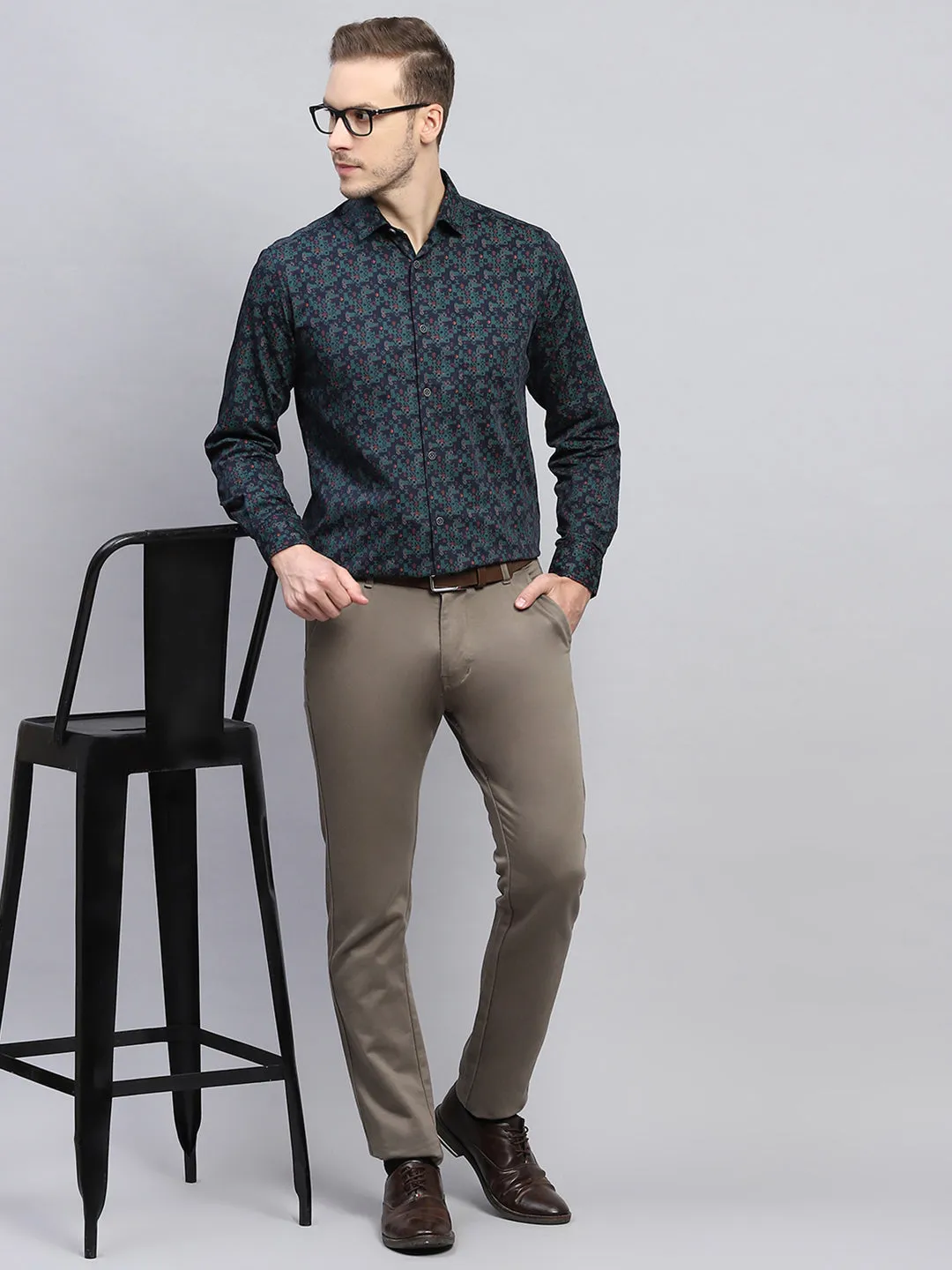 Men Green Printed Collar Full Sleeve Shirt sold by Monte Carlo product image thumbnail 2