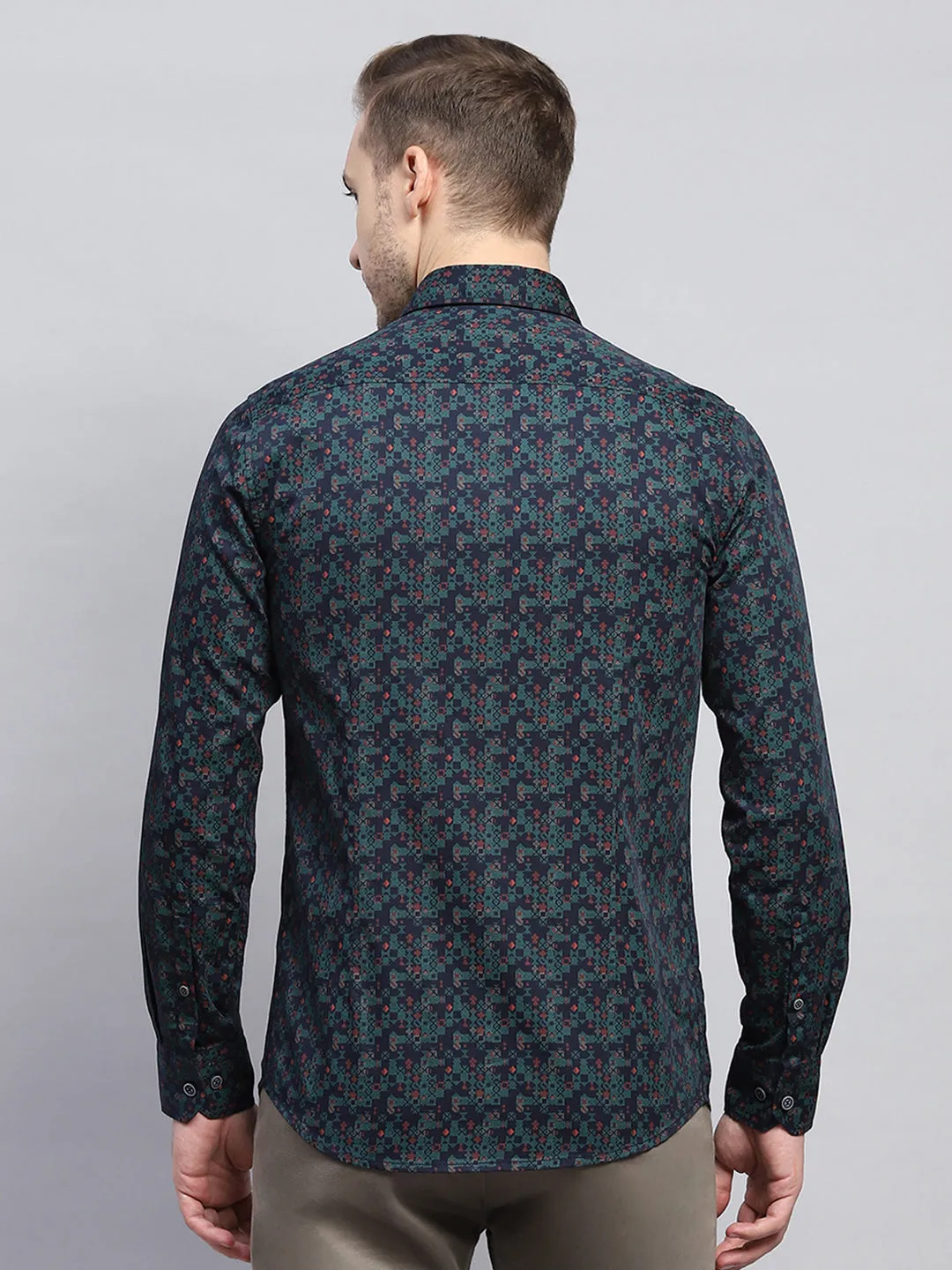 Men Green Printed Collar Full Sleeve Shirt sold by Monte Carlo product image thumbnail 5