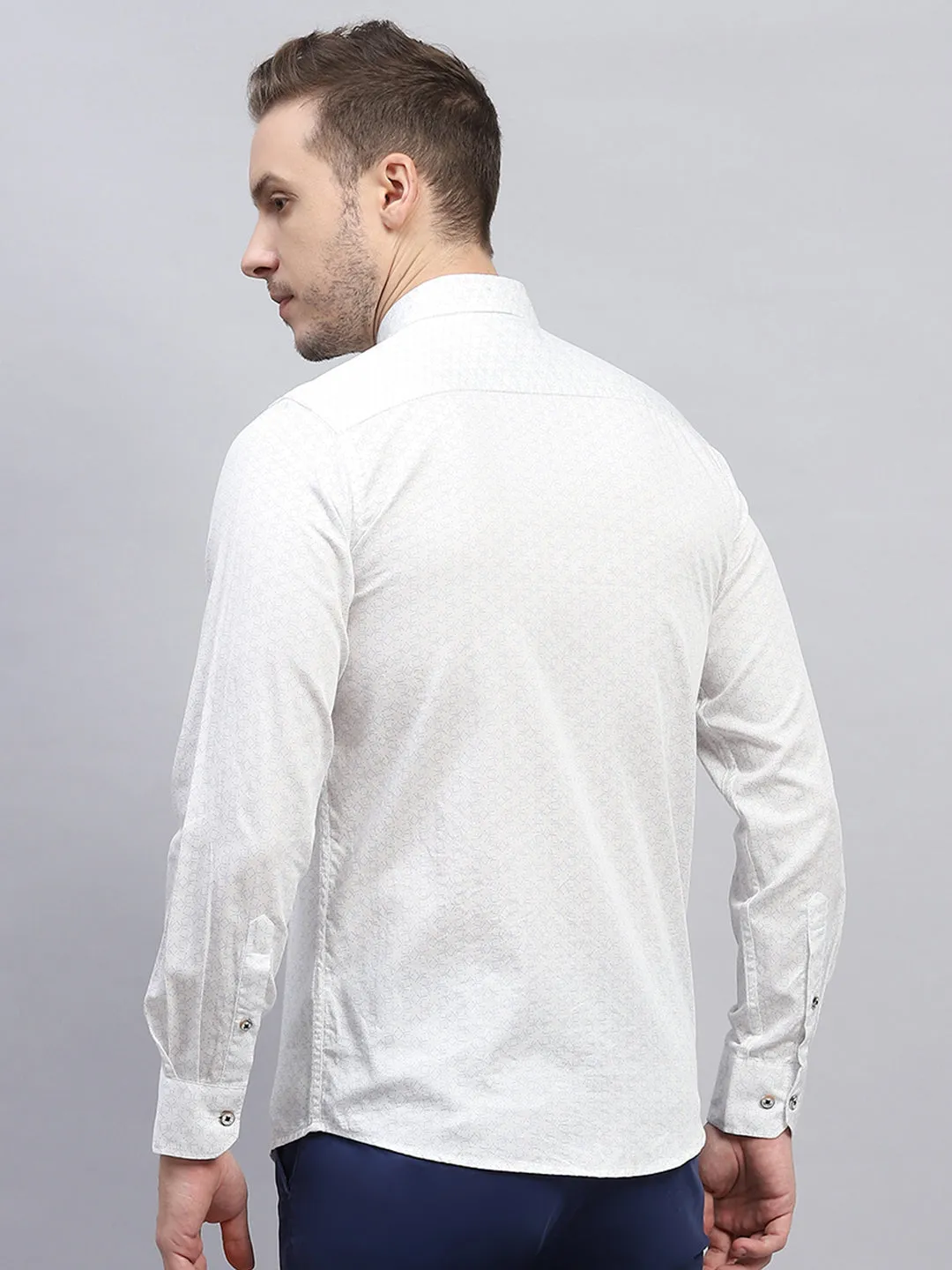 Men White Printed Collar Full Sleeve Shirt sold by Monte Carlo product image thumbnail 5