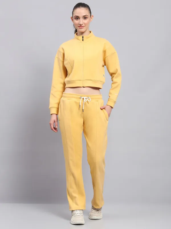 Rock.it Women Yellow Solid Mock Neck Full Sleeve Cords Set sold by Monte Carlo
