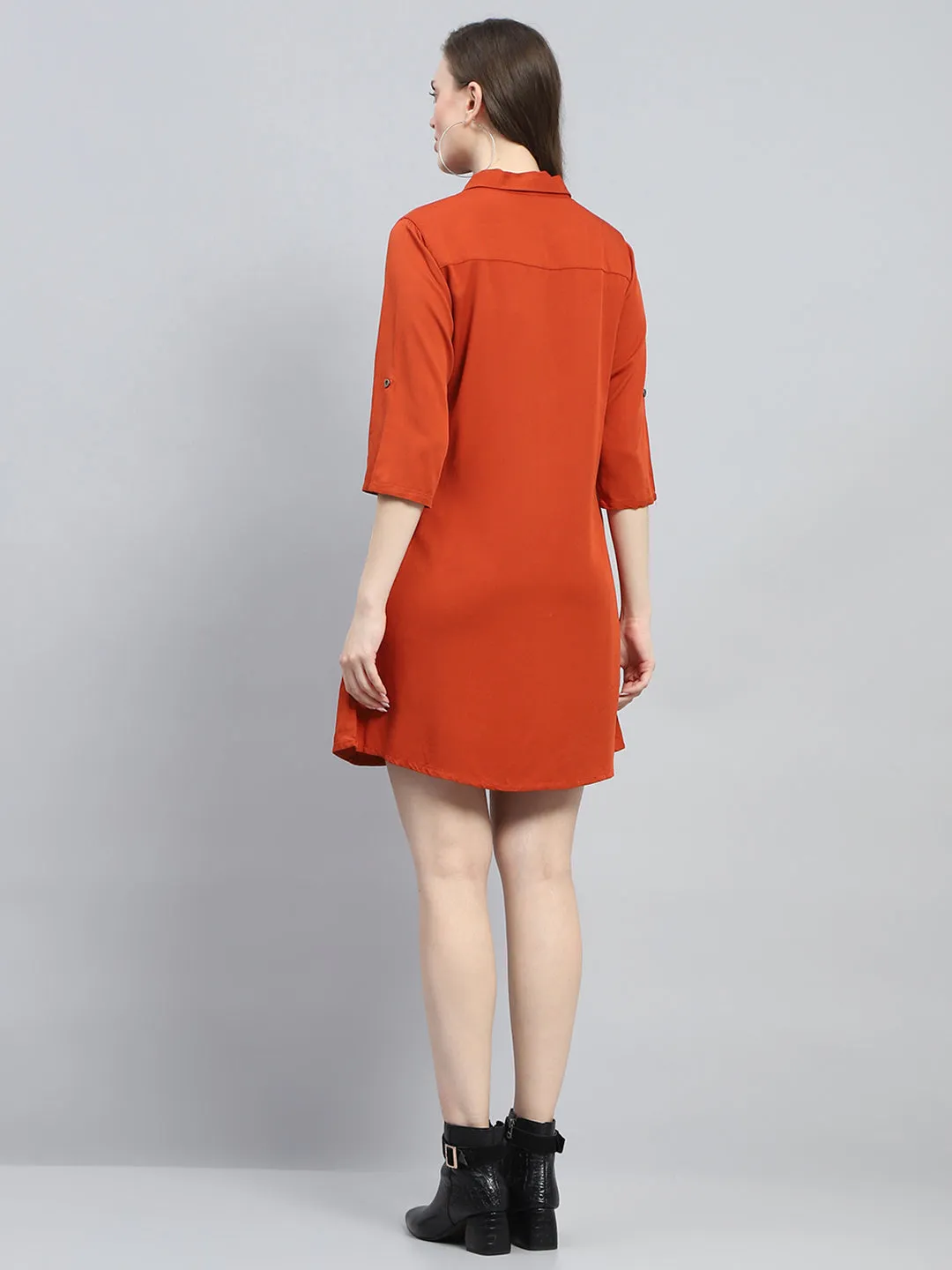 Women Rust Solid Collar 3/4th Sleeve Tunic sold by Monte Carlo product image thumbnail 5