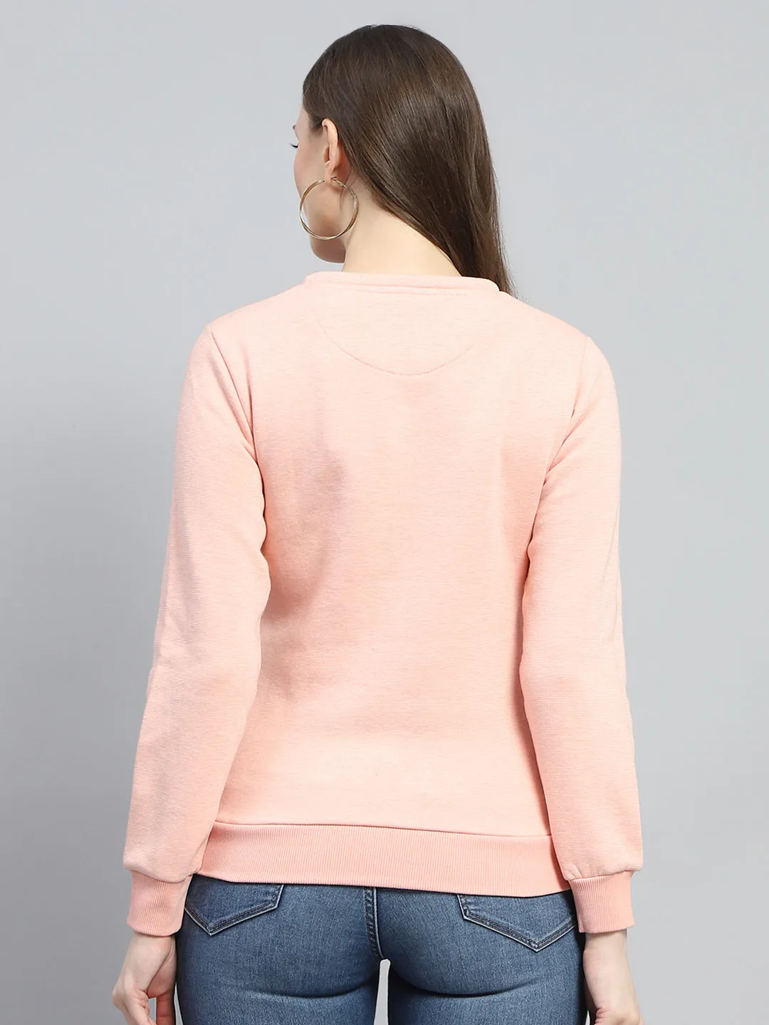 Women Peach Printed Round Neck Full Sleeve Sweatshirt sold by Monte Carlo product image thumbnail 5