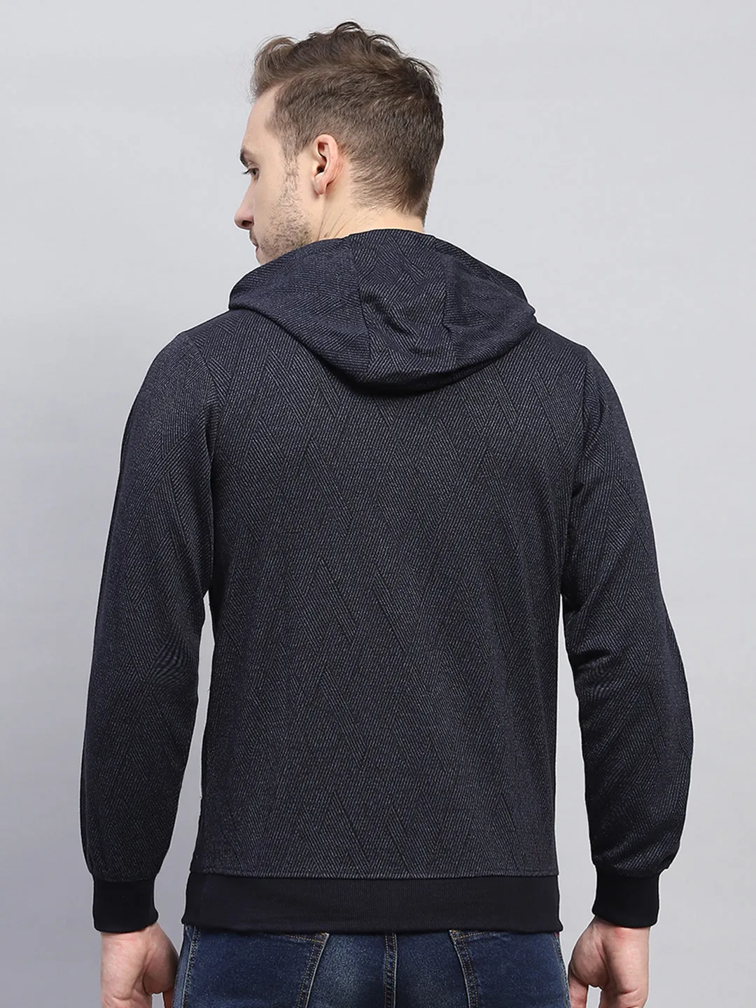 Men Navy Blue Printed Hooded Full Sleeve Winter T-Shirt sold by Monte Carlo product image thumbnail 5