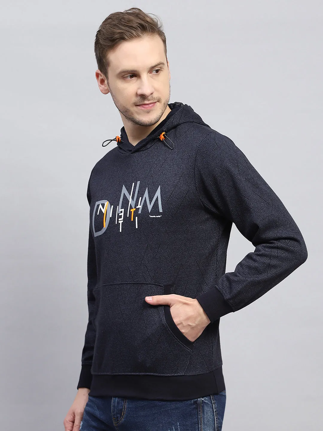 Men Navy Blue Printed Hooded Full Sleeve Winter T-Shirt sold by Monte Carlo product image thumbnail 3
