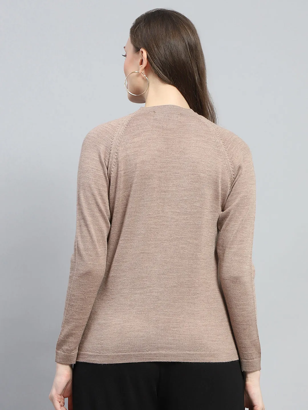 Women Beige Solid V Neck Full Sleeve Cardigan sold by Monte Carlo product image thumbnail 5