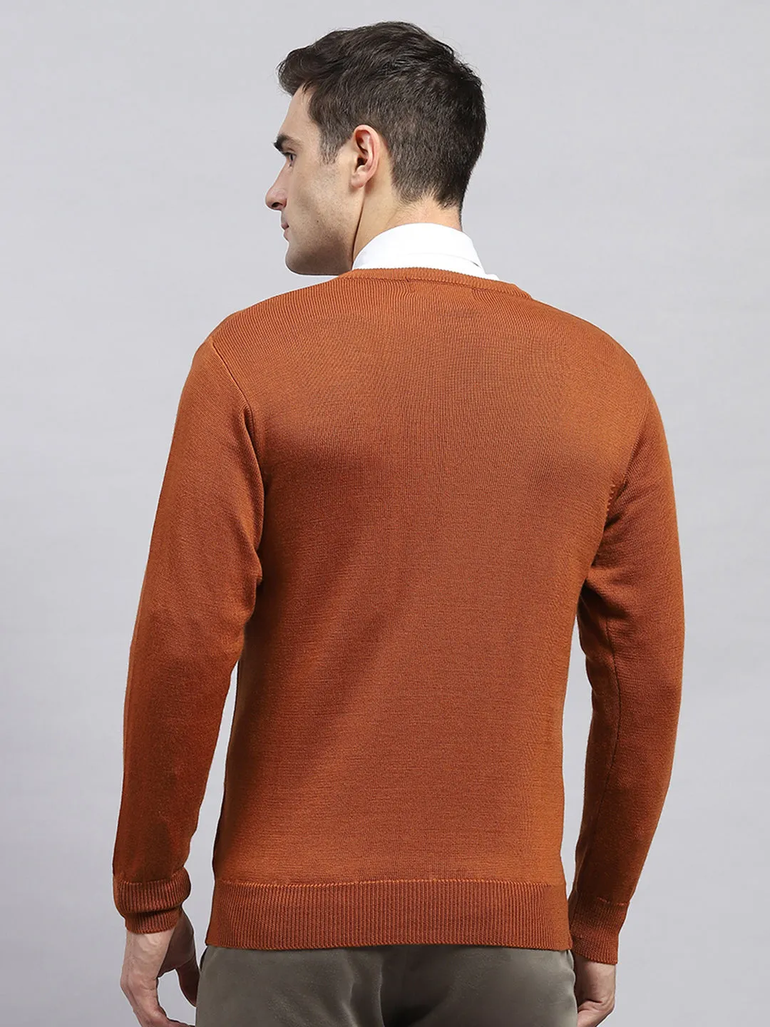 Men Rust Solid V Neck Full Sleeve Pullover sold by Monte Carlo product image thumbnail 5
