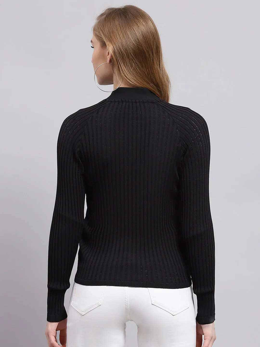 Women Black Solid V Neck Full Sleeve Cardigan sold by Monte Carlo product image thumbnail 5