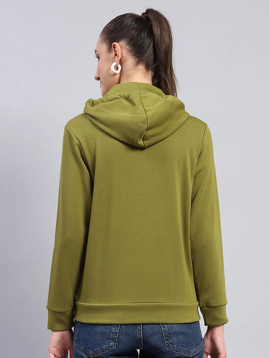 Women Green Solid Hooded Full Sleeve Sweatshirt sold by Monte Carlo product image thumbnail 5