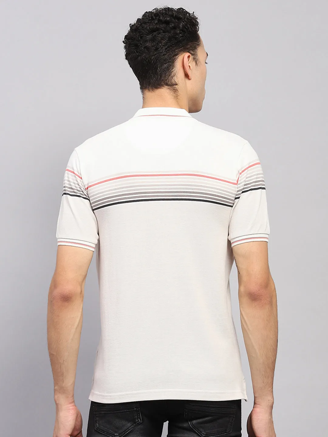 Men White Stripe Collar Half Sleeve T-Shirt sold by Monte Carlo product image thumbnail 5