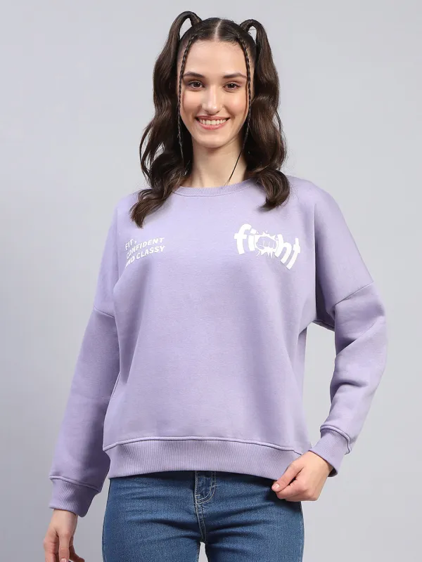 Rock.it Women Purple Printed Round Neck Full Sleeve Sweatshirt sold by Monte Carlo
