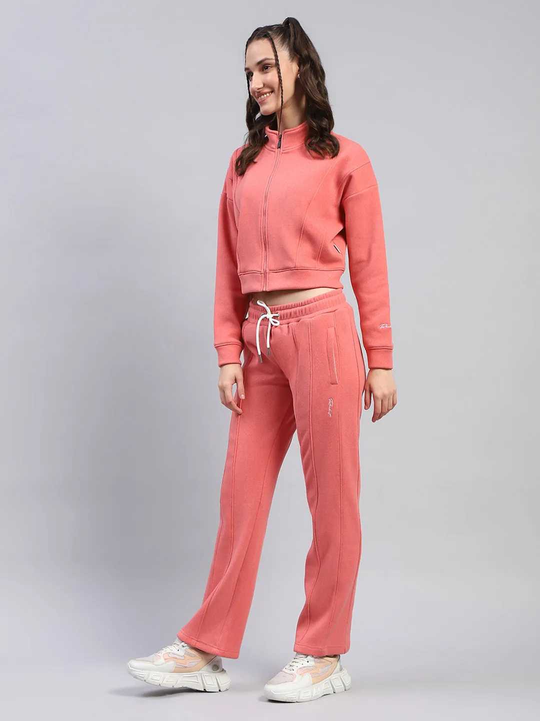 Rock.it Women Peach Solid Mock Neck Full Sleeve Cords Set sold by Monte Carlo product image thumbnail 3