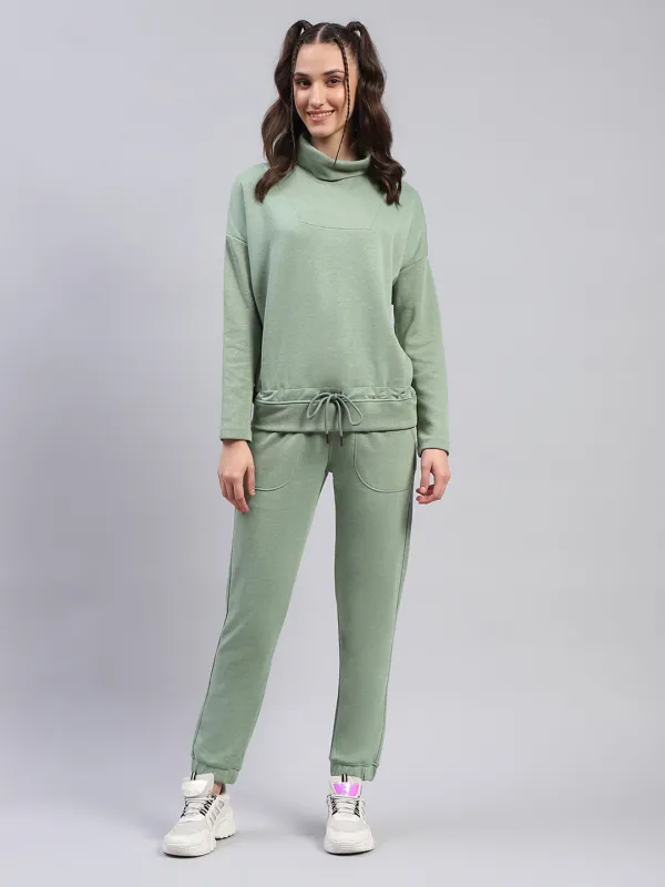Rock.it Women Green Solid High Neck Full Sleeve Tracksuit sold by Monte Carlo