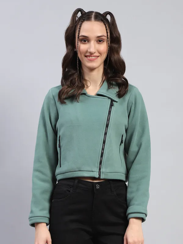 Rock.it Women Green Solid Collar Full Sleeve Jacket sold by Monte Carlo