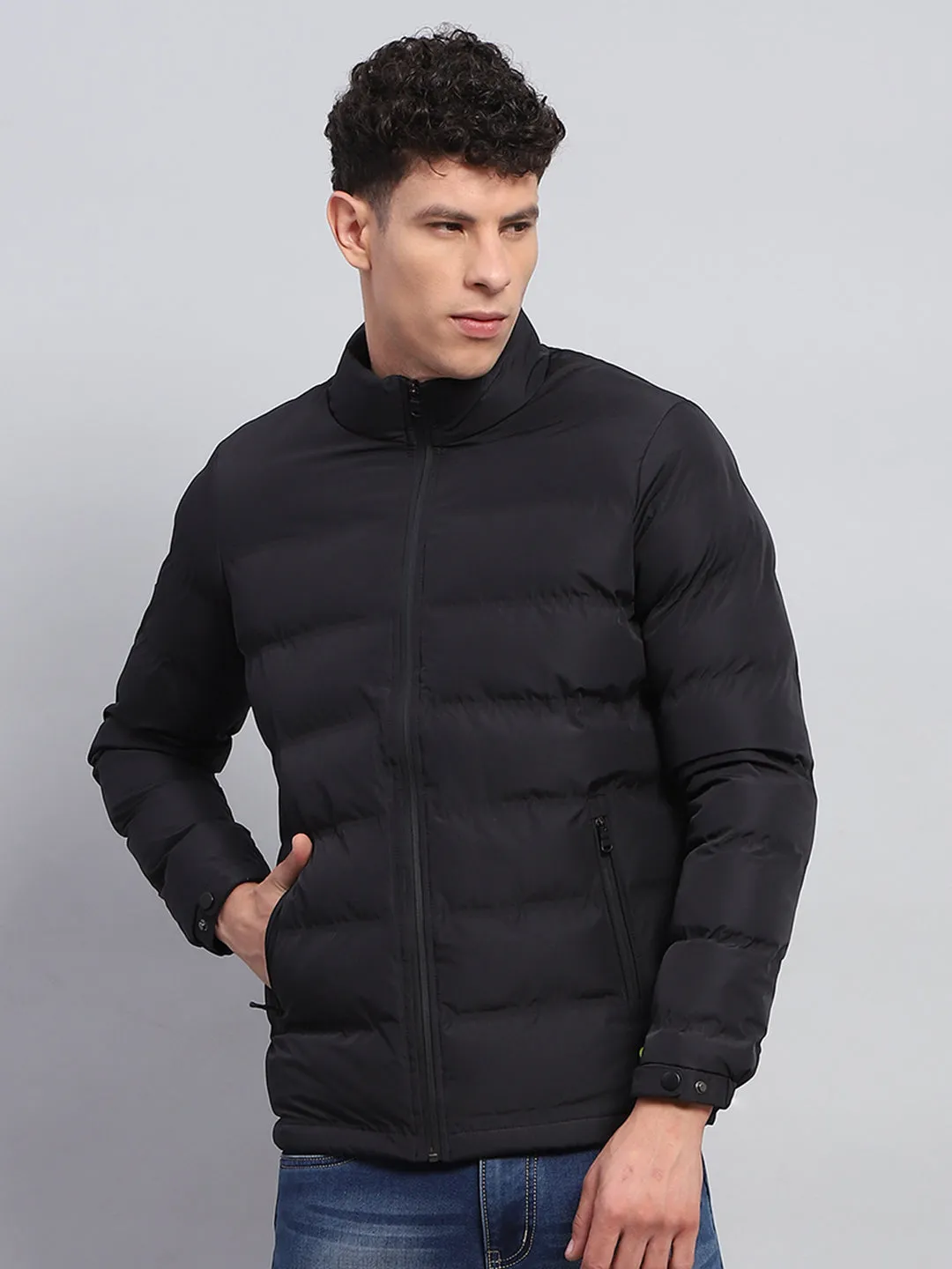 Rock.it Men Black Solid Mock Neck Full Sleeve Heating Jacket sold by Monte Carlo
