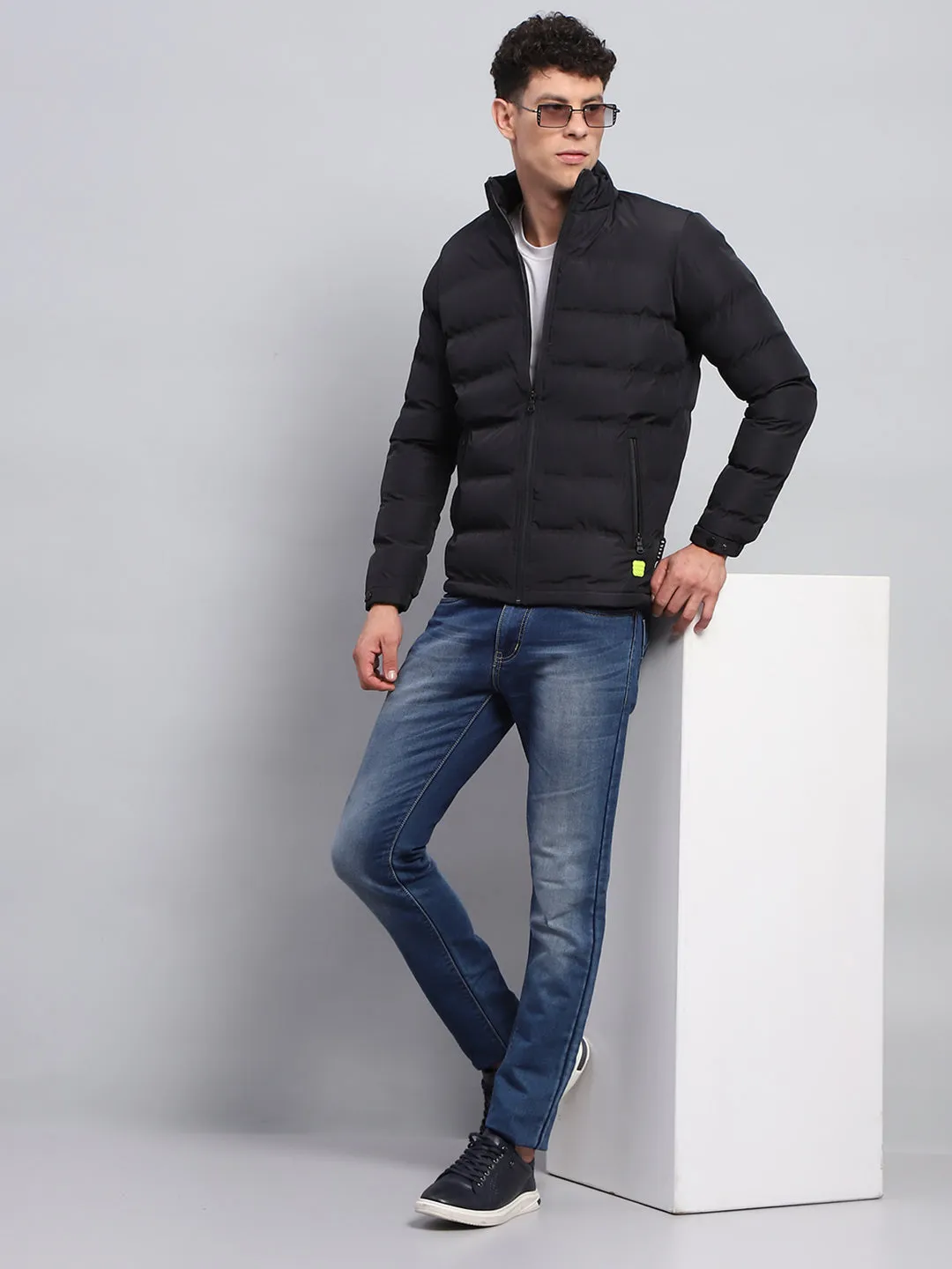 Rock.it Men Black Solid Mock Neck Full Sleeve Heating Jacket sold by Monte Carlo product image thumbnail 2