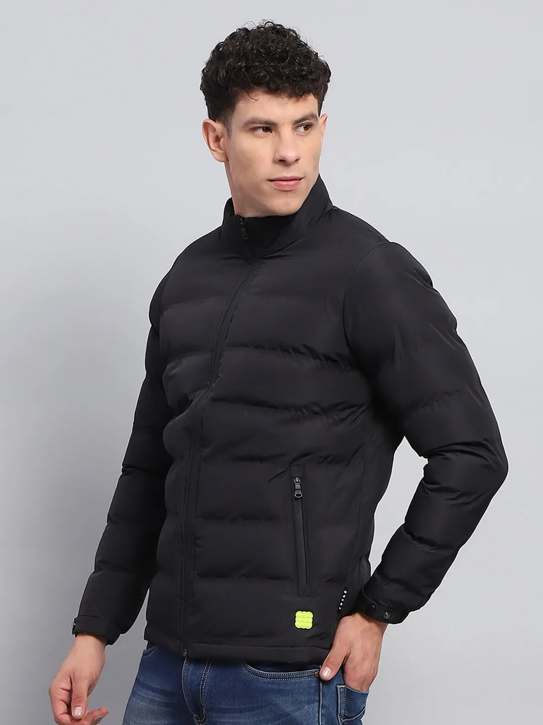 Rock.it Men Black Solid Mock Neck Full Sleeve Heating Jacket sold by Monte Carlo product image thumbnail 3