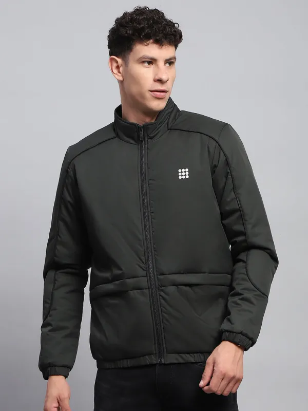 Rock.it Men Olive Solid Mock Neck Full Sleeve Jacket sold by Monte Carlo