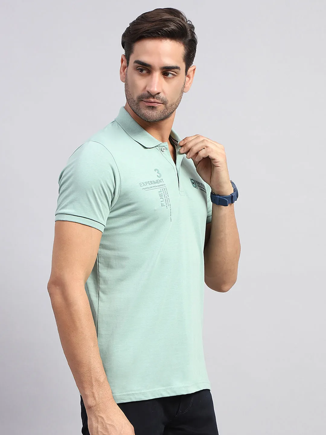 Men Green Printed Collar Half Sleeve T-Shirt sold by Monte Carlo product image thumbnail 4