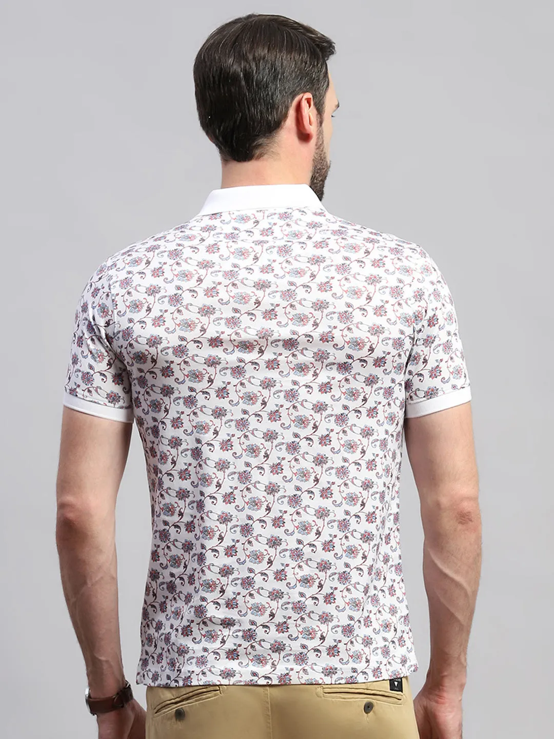 Men White Printed Collar Half Sleeve T-Shirt sold by Monte Carlo product image thumbnail 5