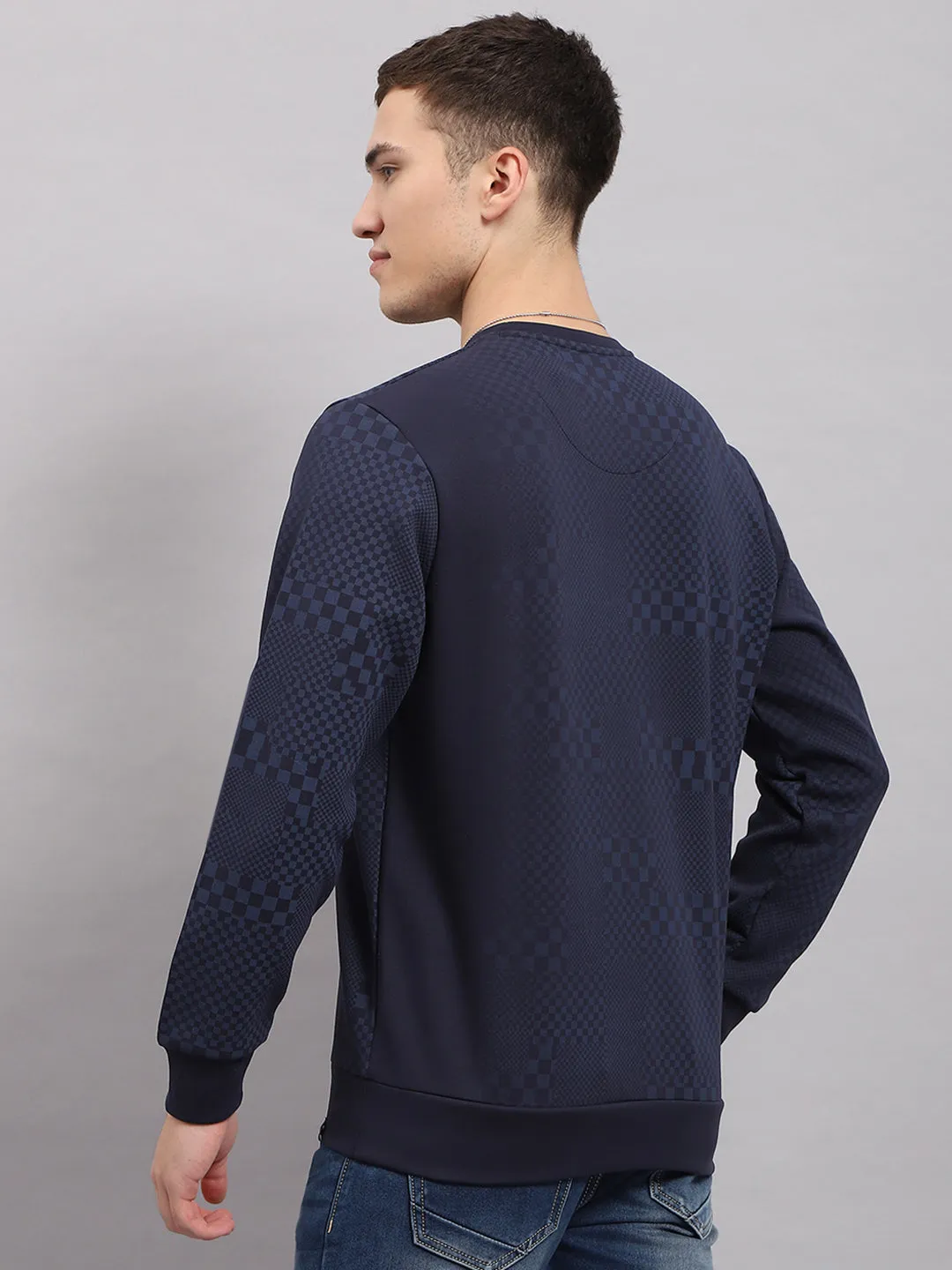 Men Navy Blue Printed Round Neck Full Sleeve T-Shirt sold by Monte Carlo product image thumbnail 5